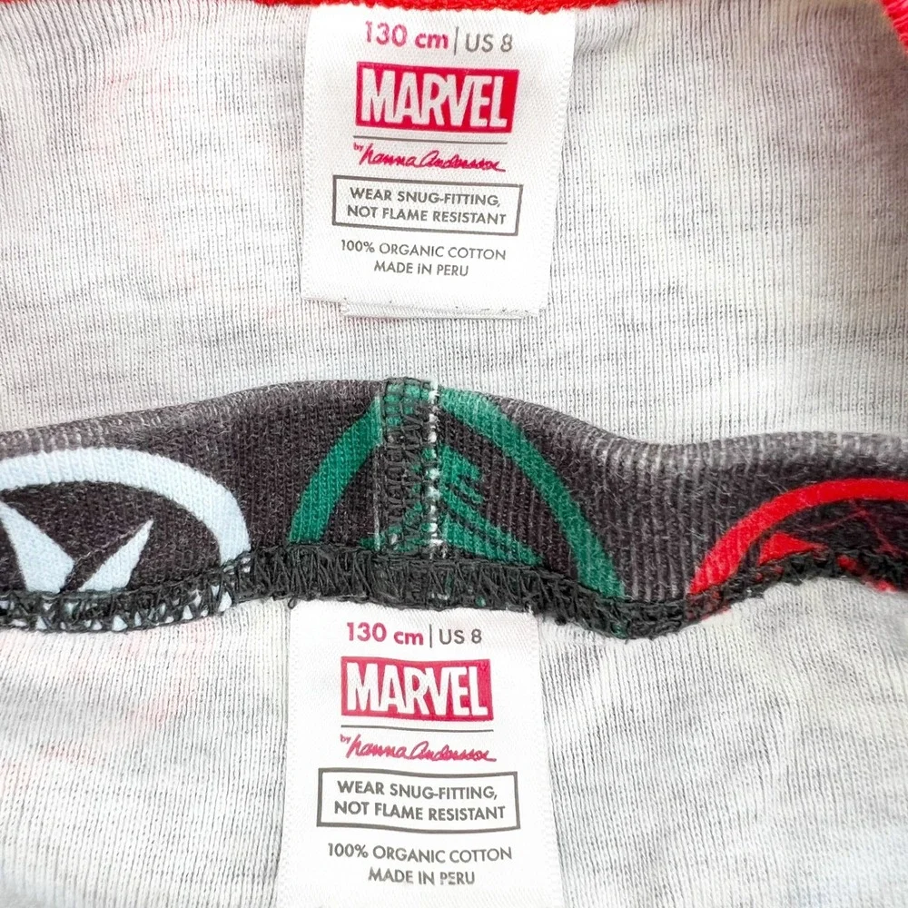 Marvel Hanna Andersson Kids Size 8 Avengers Organic Cotton Pajama Set Black Red